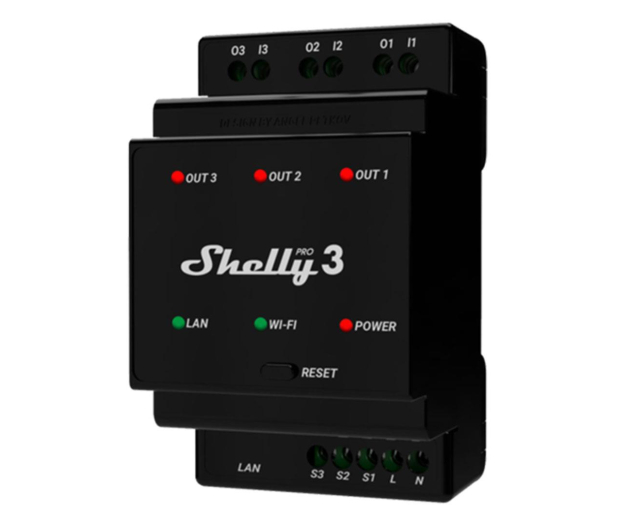 Shelly 3-kanałowy przekaźnik na szynę DIN Pro 3 WIFI - 1268513 - zdjęcie